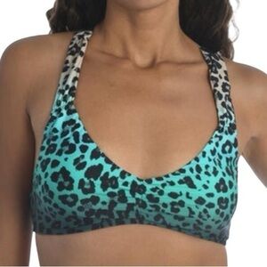 La Blanca Dip into the Wild Shirred Strap Bra Bikini Top Aquamarine Size 10